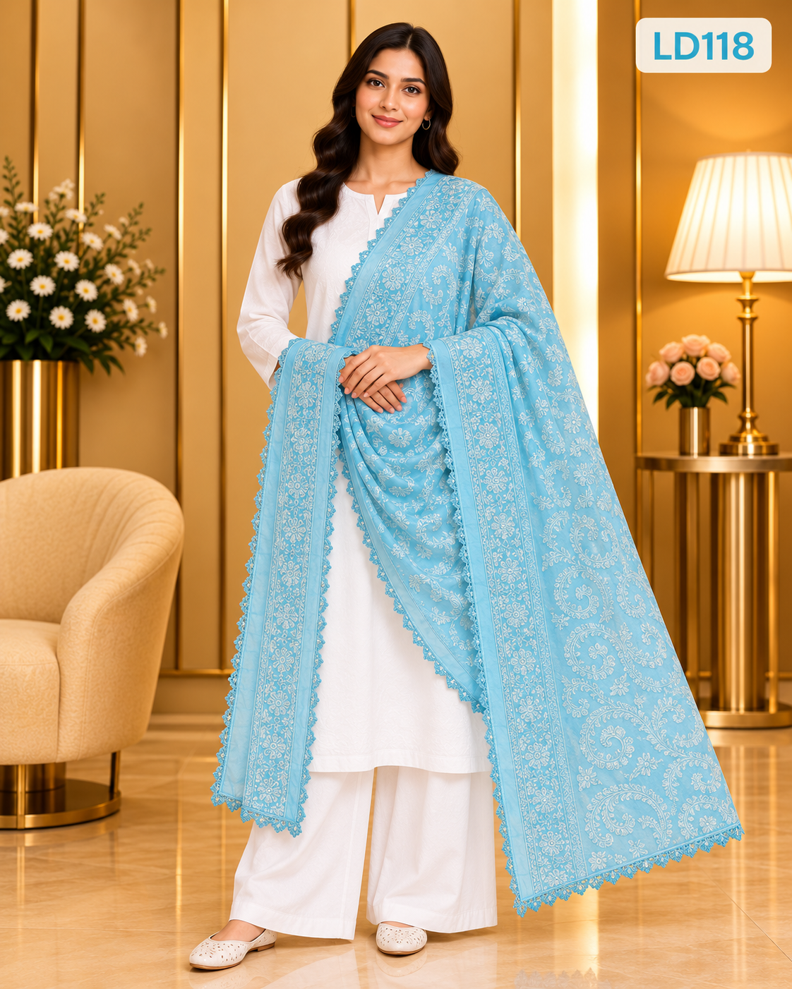 Premium Embroidered Ladies Dupatta-LD118