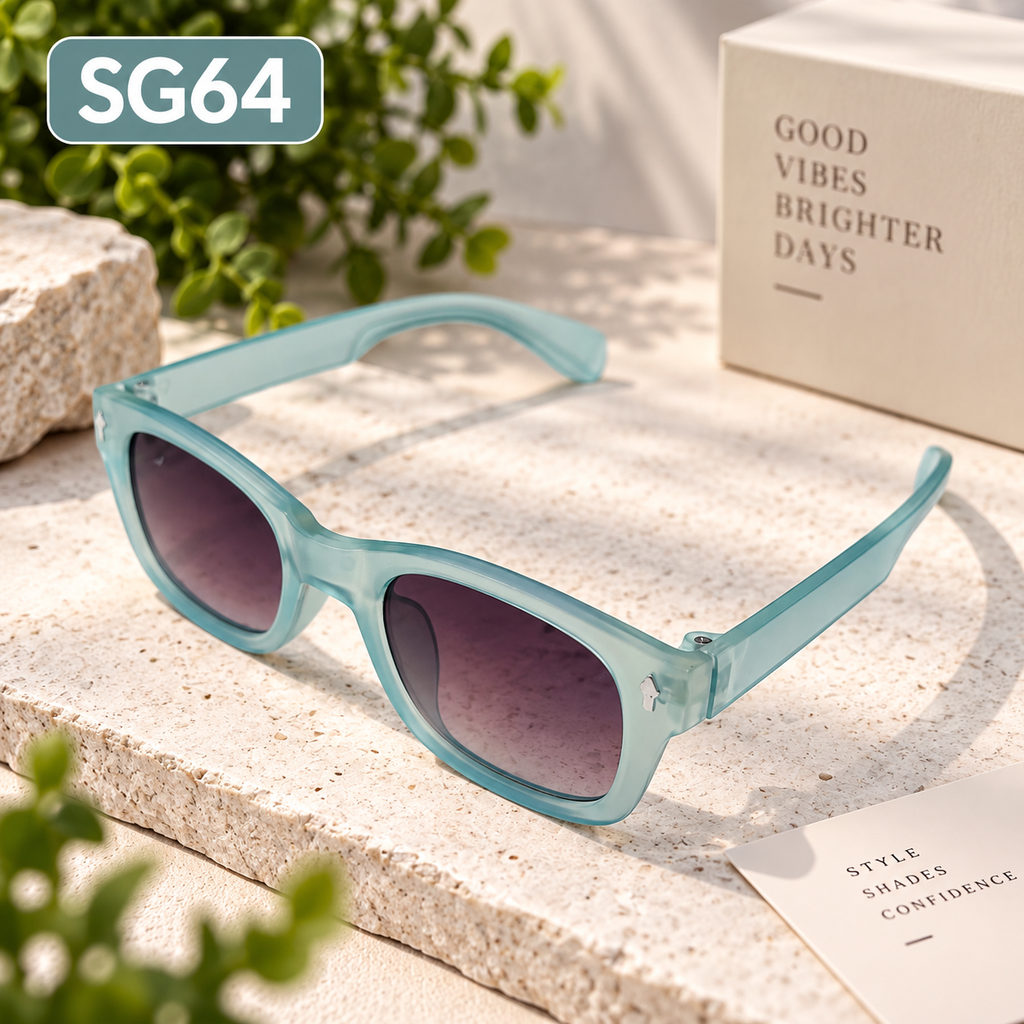 Premium Kids Transparent Aqua Blue Square Sunglasses – SG64