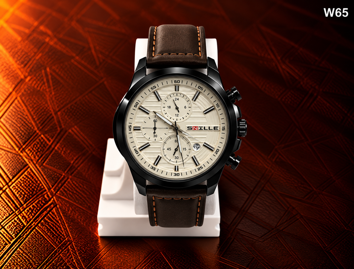 Men's Premium Multi-Dial Analog Leather Strap Watch – W65