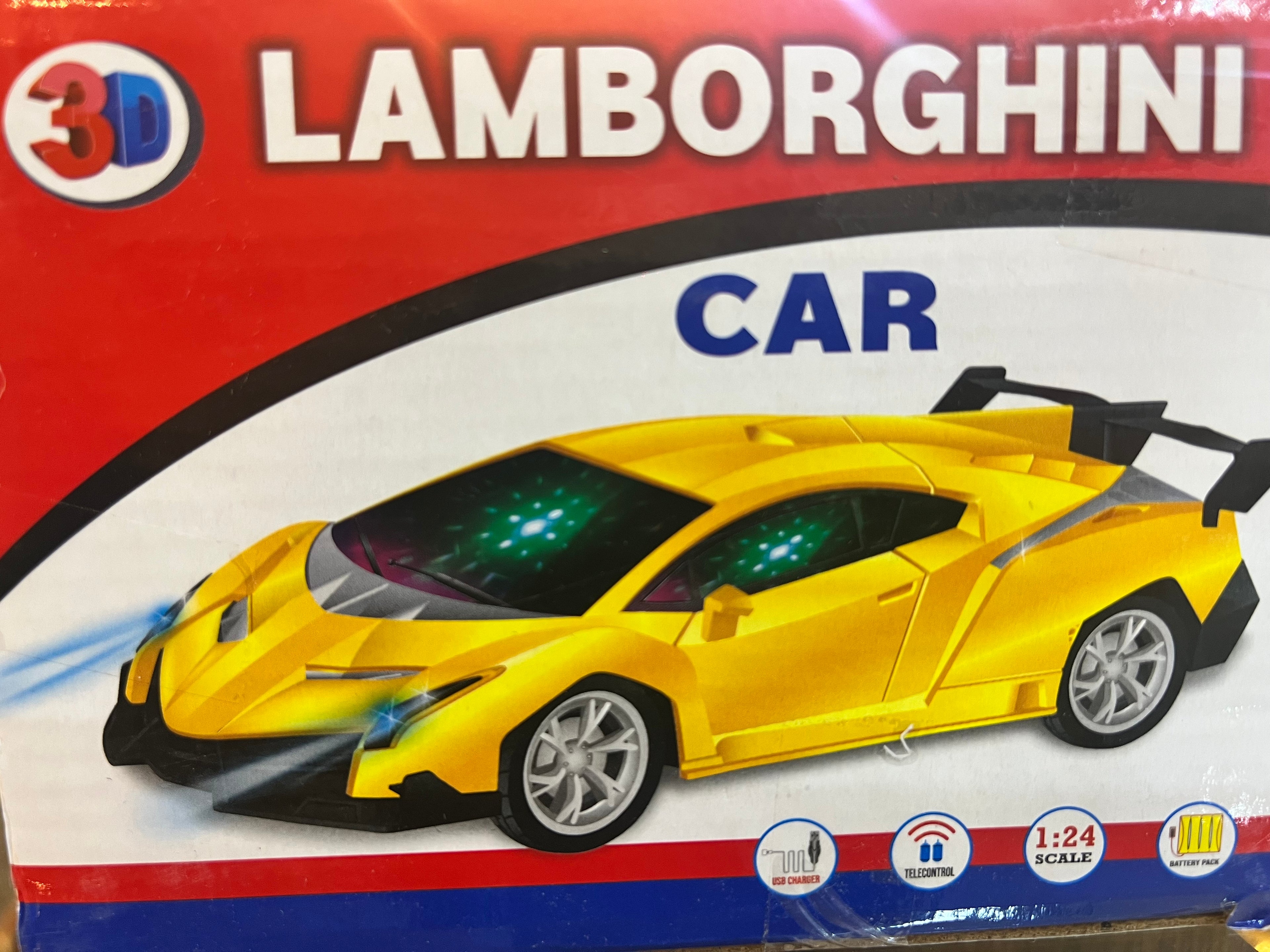 3D Lamborghini RC Car (Rechargeable, 1:24 Scale)