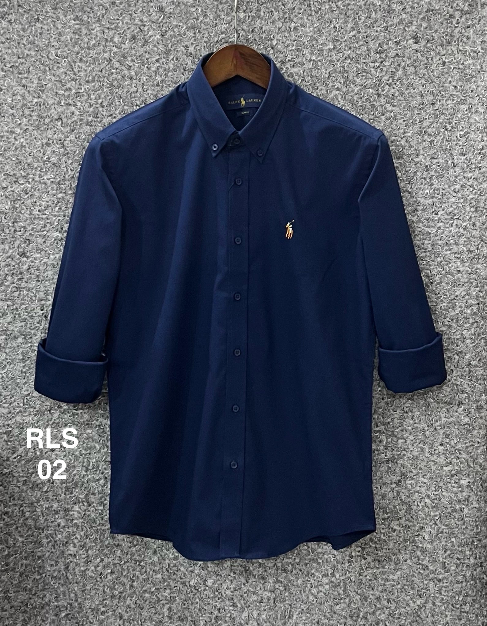 Premium Solid stretch Cotton Shirt RLS Navy 02