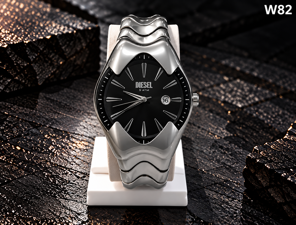 Men's Premium Wave Design Metal Strap Analog Watch – W82