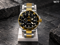 Men's Premium Two-Tone Stainless Steel Analog Date Display Watch – W77