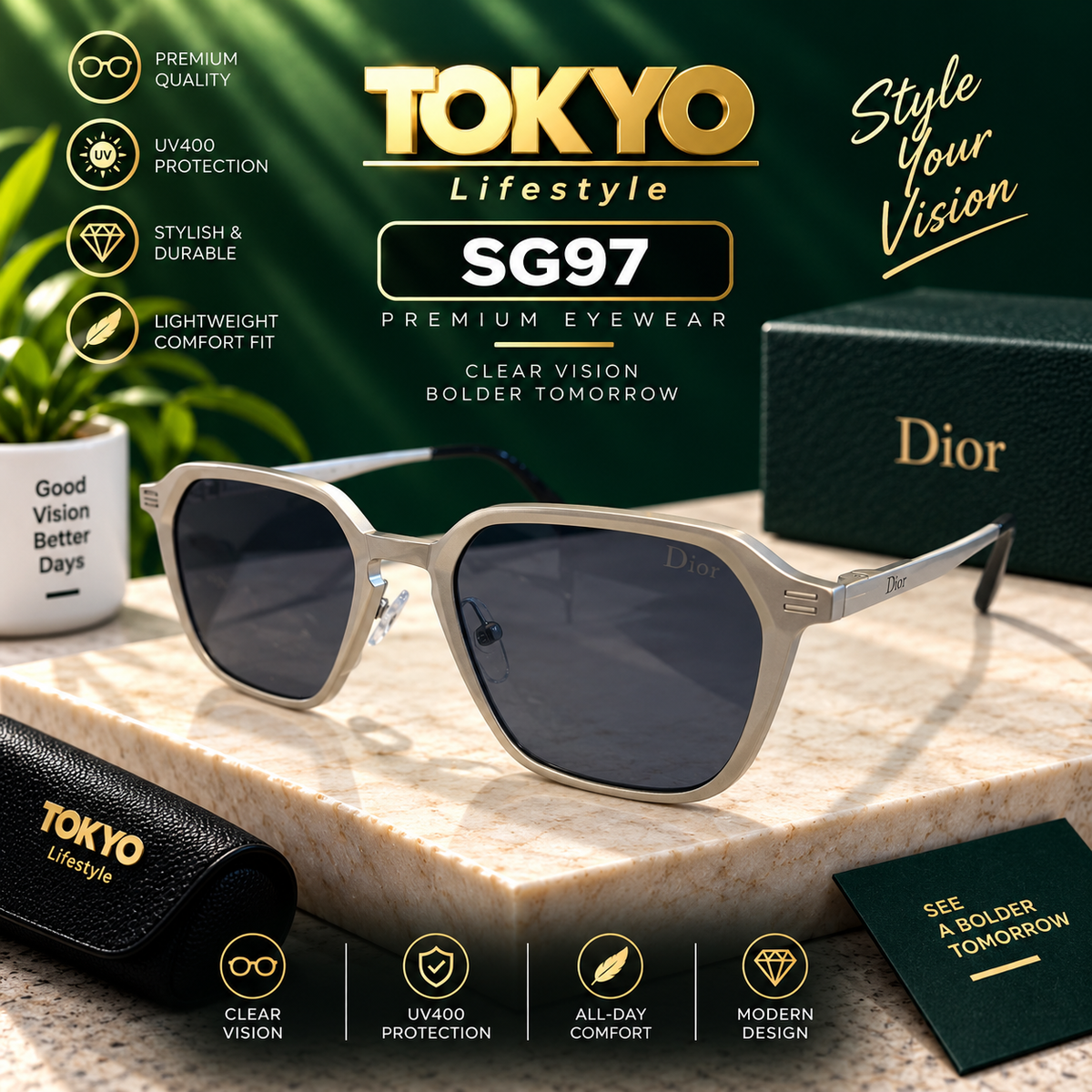 Premium Geometric Square Sunglasses – SG97