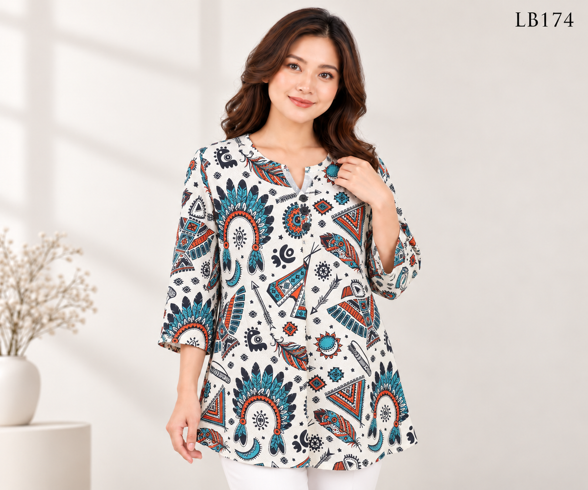 Premium Ladies Printed Three-Quarter Sleeve Tops - LD174