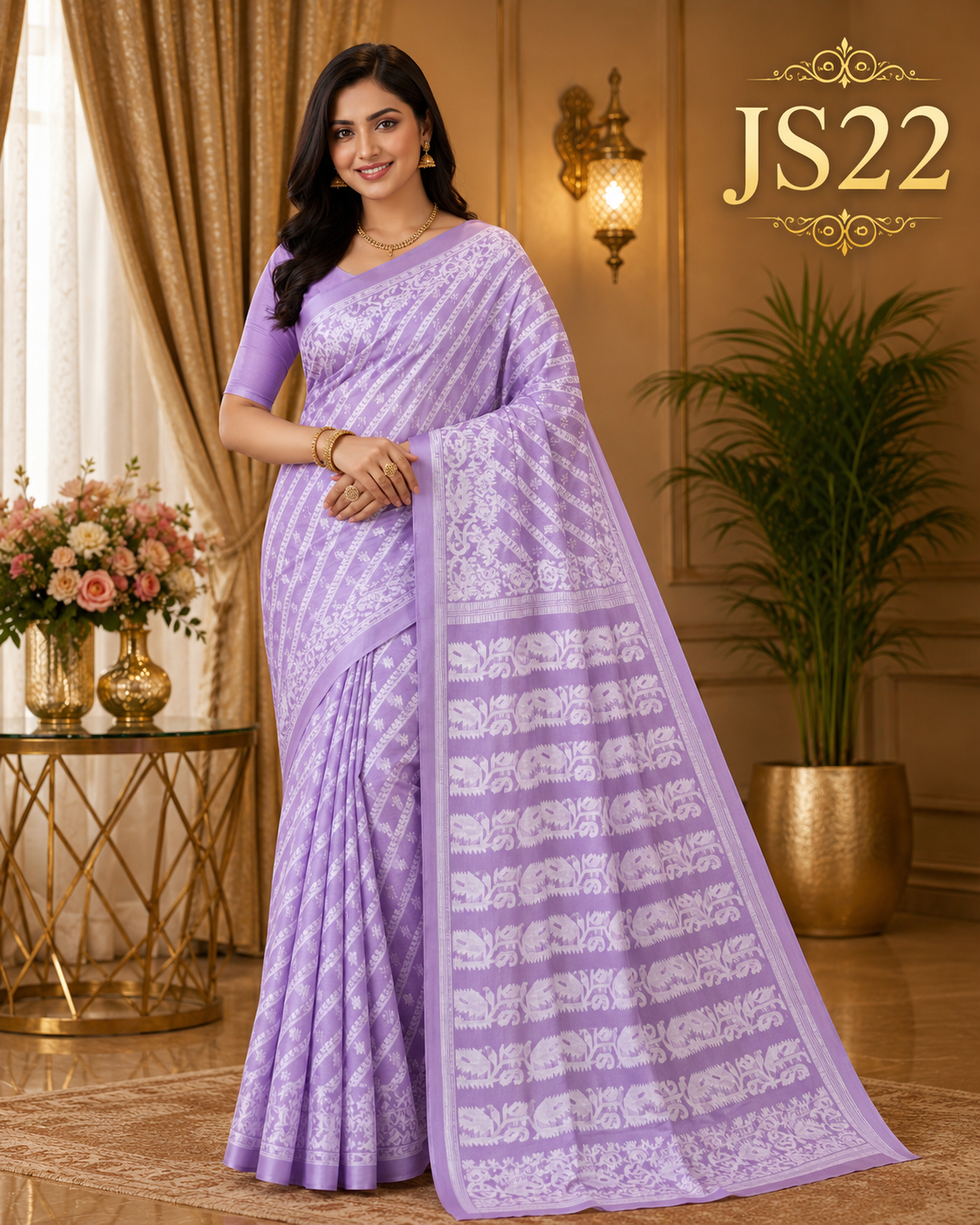 Lilac Purple Jamdani Saree-JS22