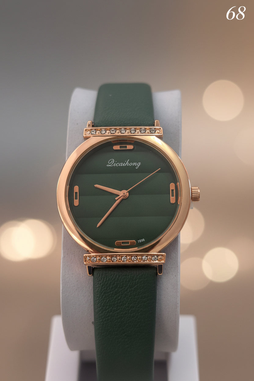 LW68 Dicaikong Rose Gold Crystal Bezel Strap Watch