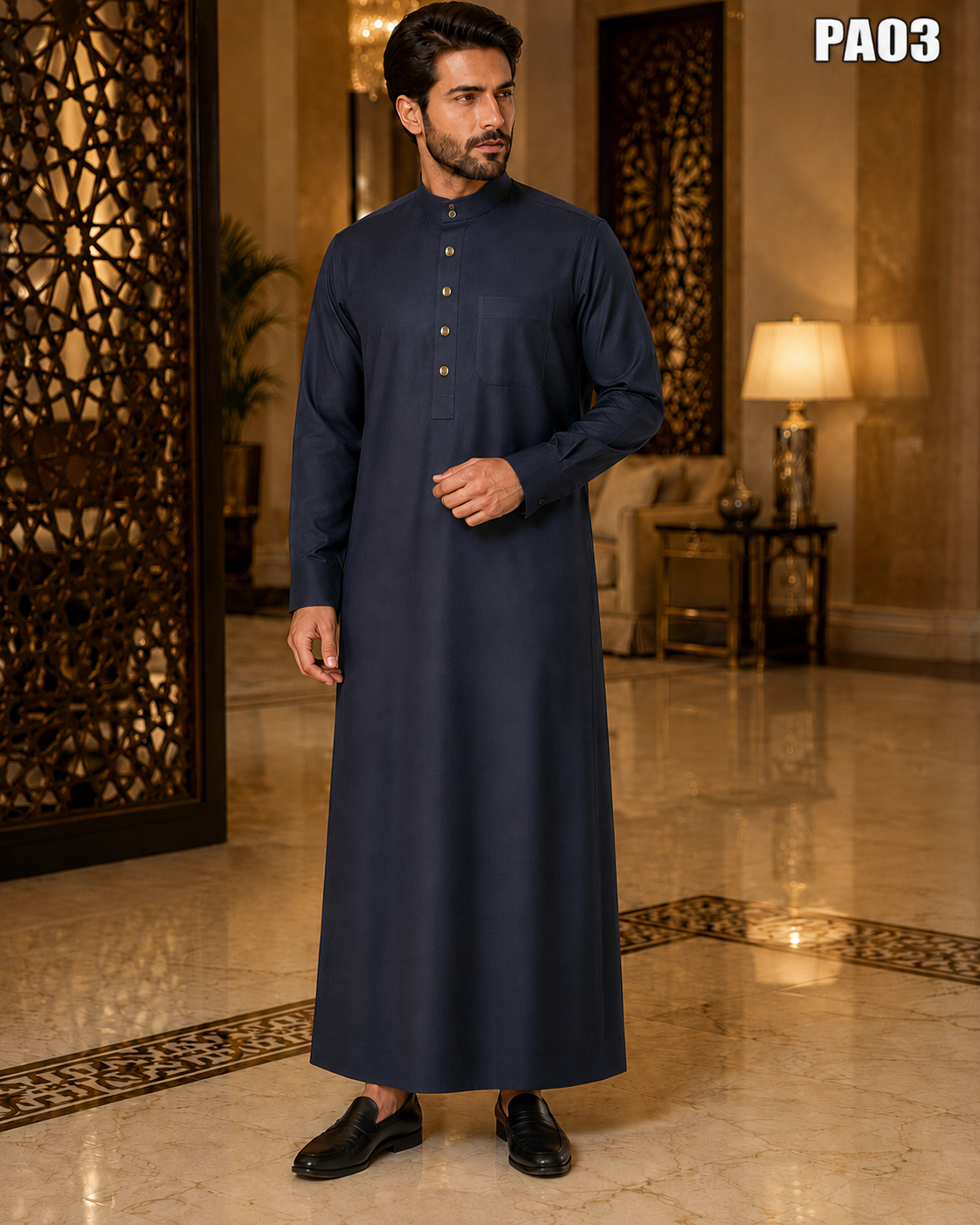 Premium Dark Navy Mandarin Collar ZUBBA-PA03