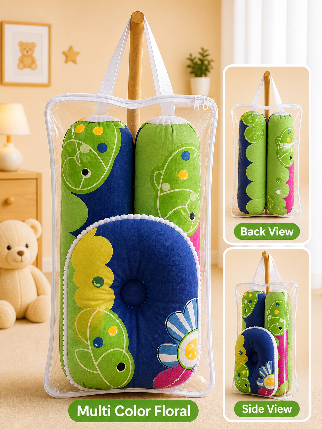 Baby Cotton Pillow & Side Bolster Set-C237