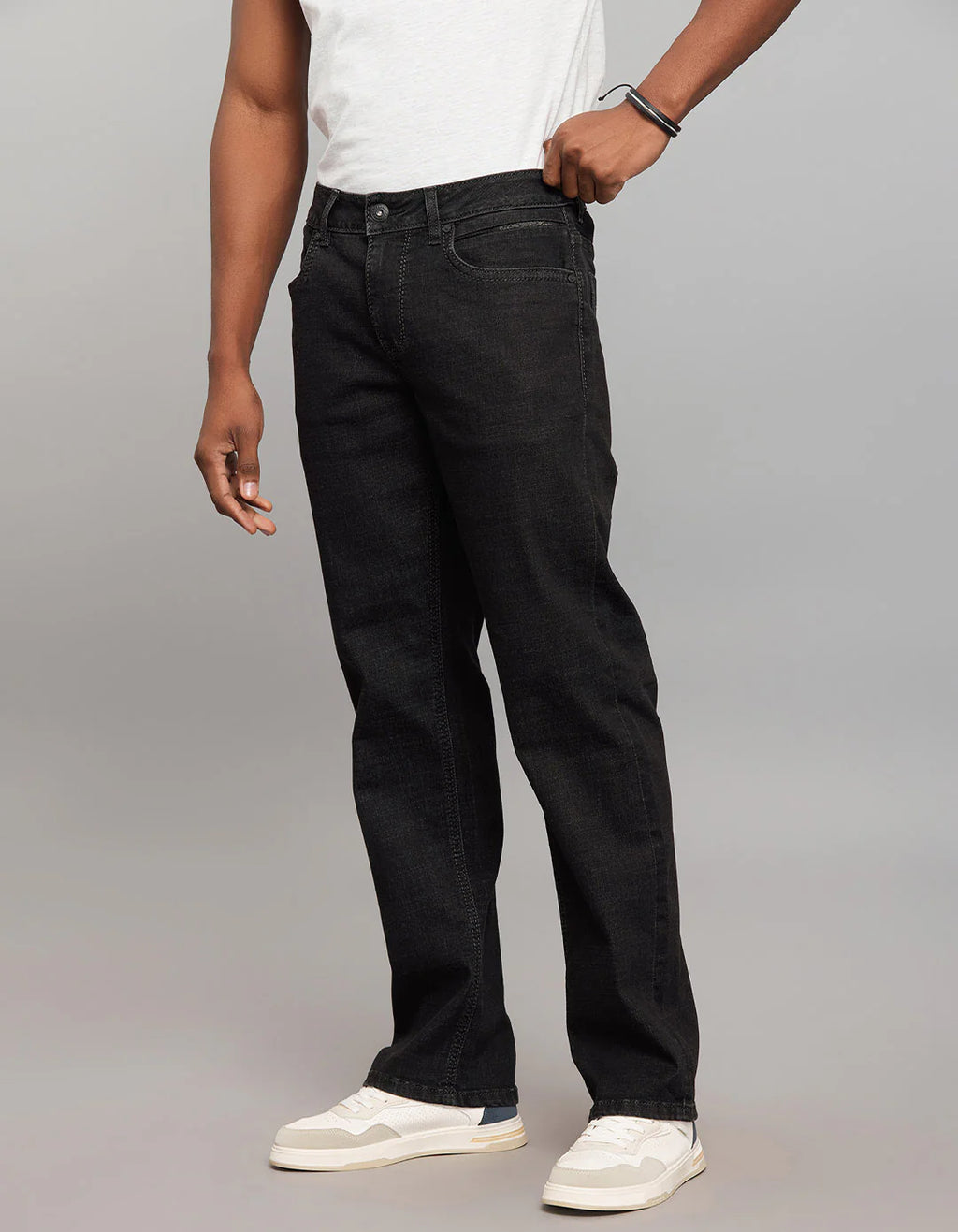 Rookies Mid-Rise Straight Comfort Stretch Jeans - Dark Grey RJ6385