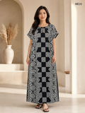 Monochrome Ethnic Printed Button Maxi Dress-ME35