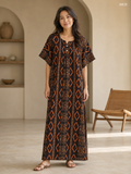 Copper Noir Printed Button Maxi Dress-ME31
