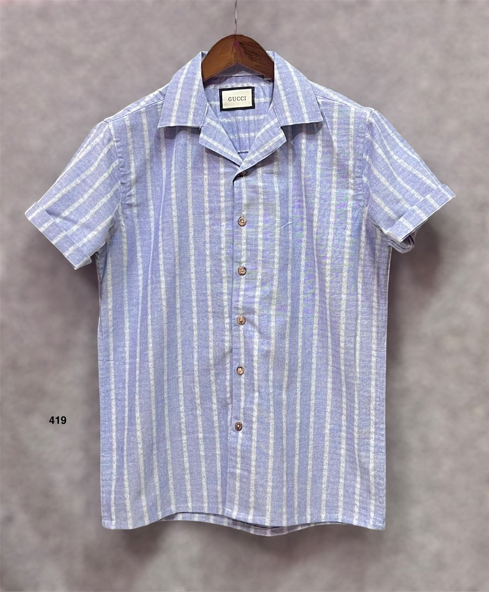 Premium Classic Cuban Collar Stripe Shirt GCST 419