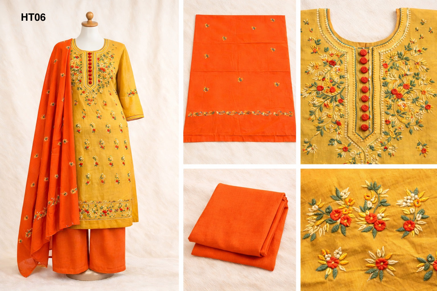 Handcrafted Embroidered Three Piece Set HT06