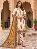 Premium Women's Ivory Cream & Mustard Paisley Printed Three Piece Set – C580