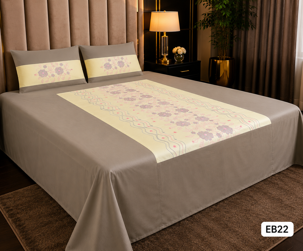 Luxury Floral Embroidered Bedsheet-EB22