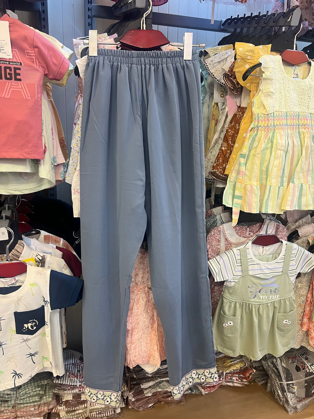 Luxury Girls Embroidered Three Piece Set–Dusty Blue|GF02