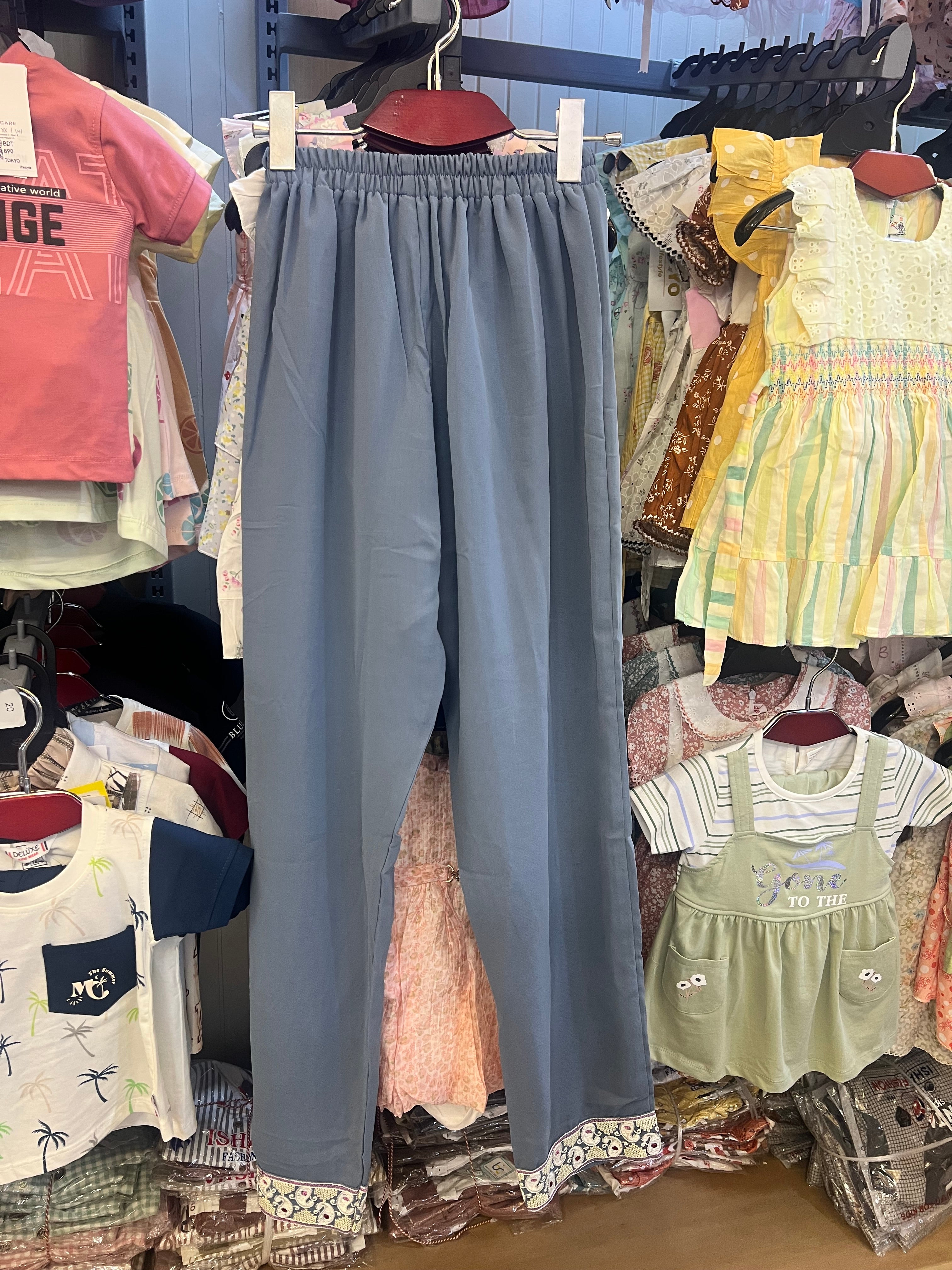 Luxury Girls Embroidered Three Piece Set–Dusty Blue|GF02