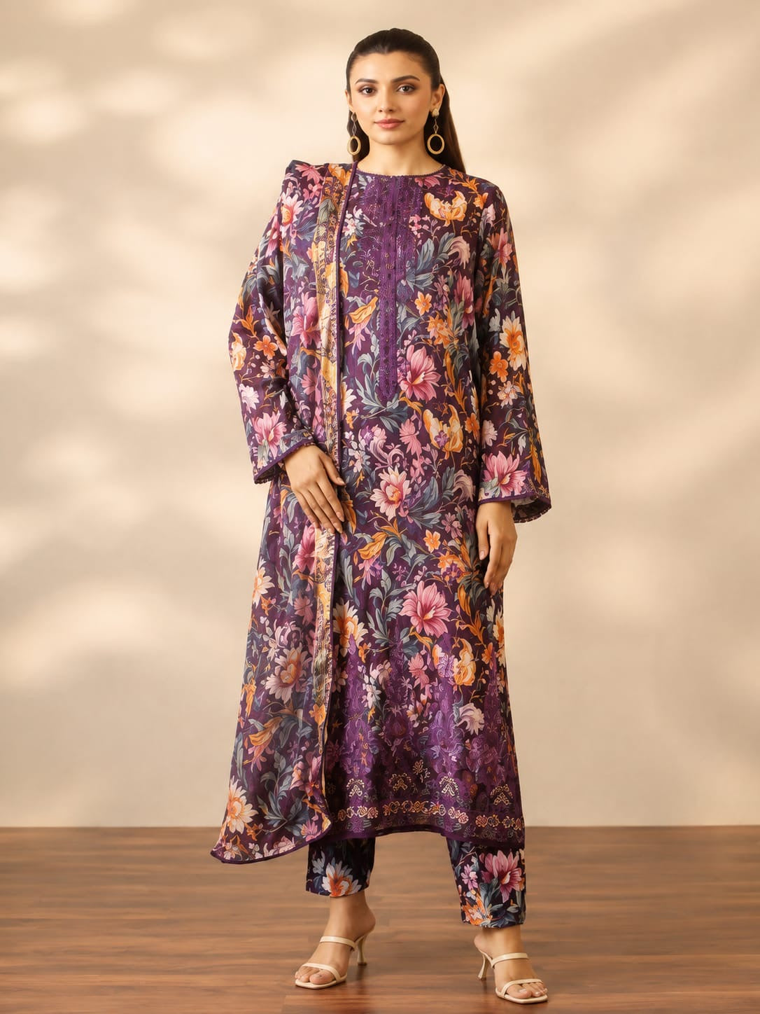 Luxury Digital Printed Lawn Unstitched Three Piece Set -C556
