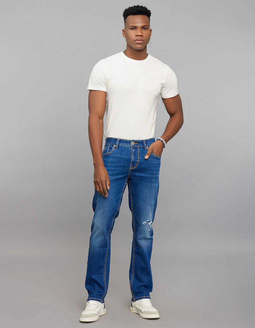Rookies Mid-Rise Straight Comfort Stretch Jeans - Medium Blue RJ6382