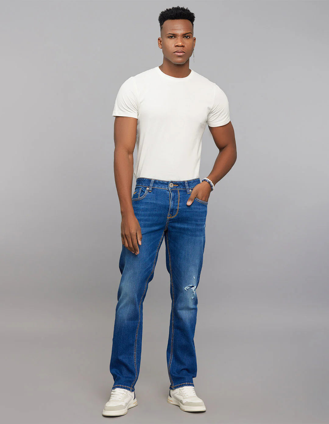 Rookies Mid-Rise Straight Comfort Stretch Jeans - Medium Blue RJ6382