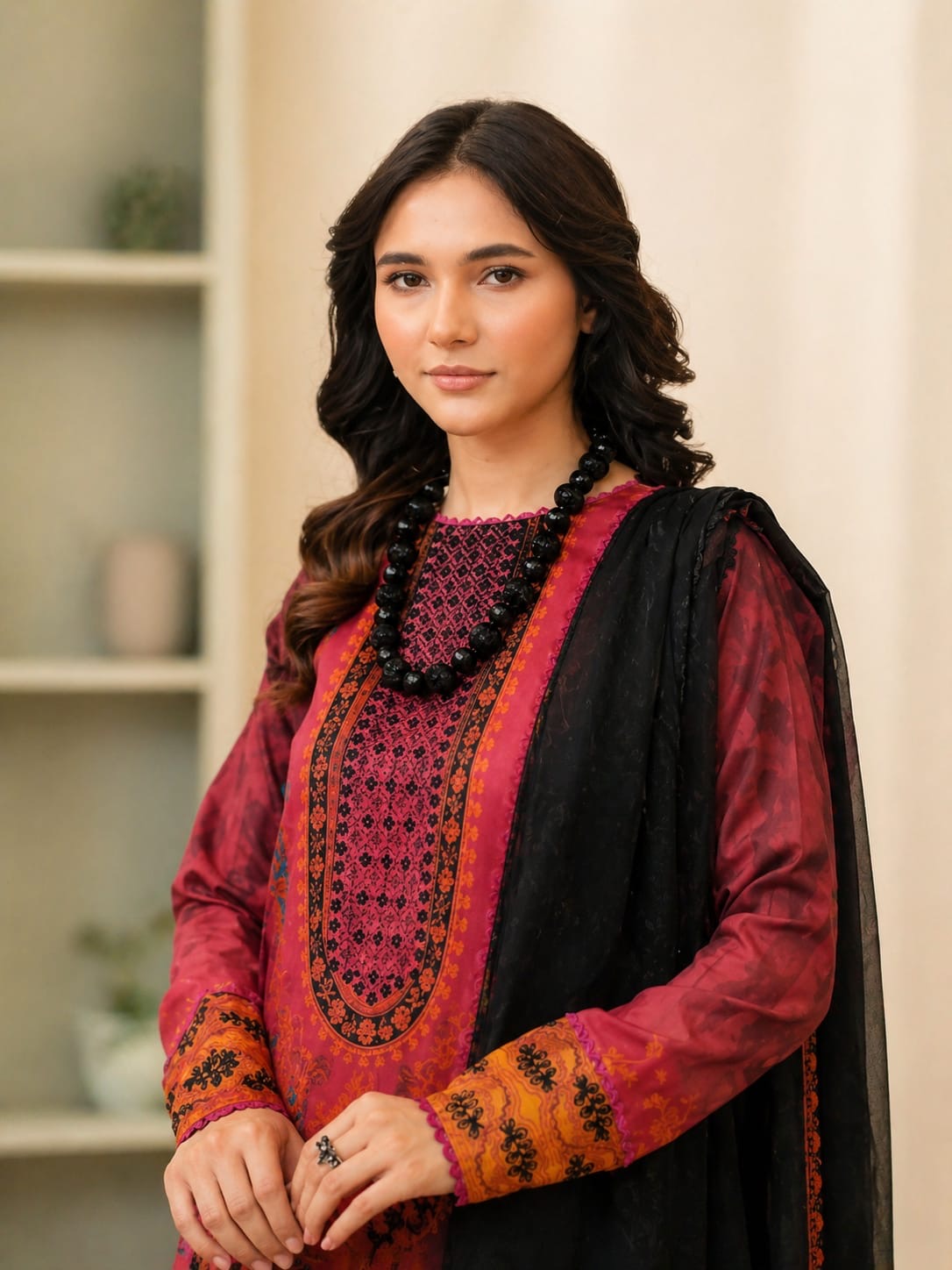 Luxury Digital Printed Lawn Three Piece Set -C195
