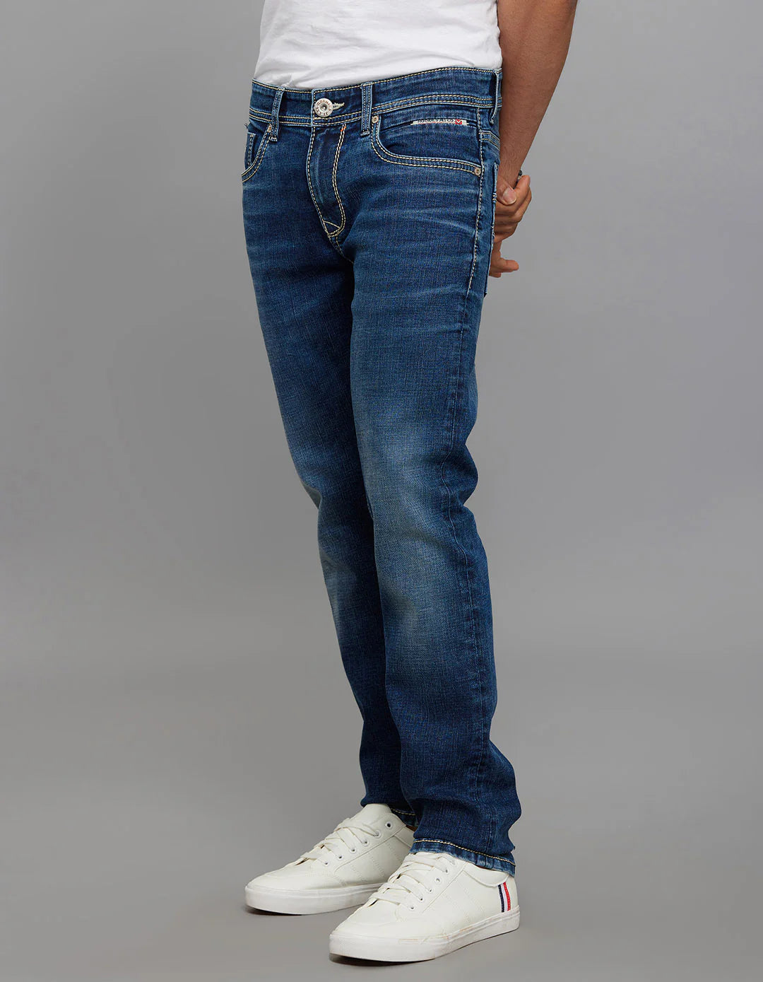Rookies Mid-Rise Slim Straight Fit Jeans - Medium Blue RJ6389