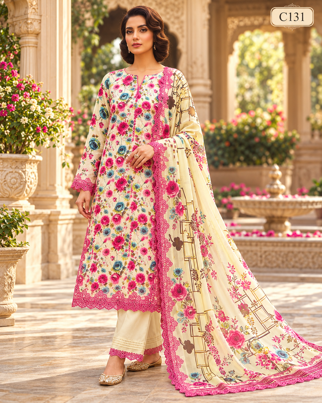 Premium Women's Floral Printed Three Piece Set – C131