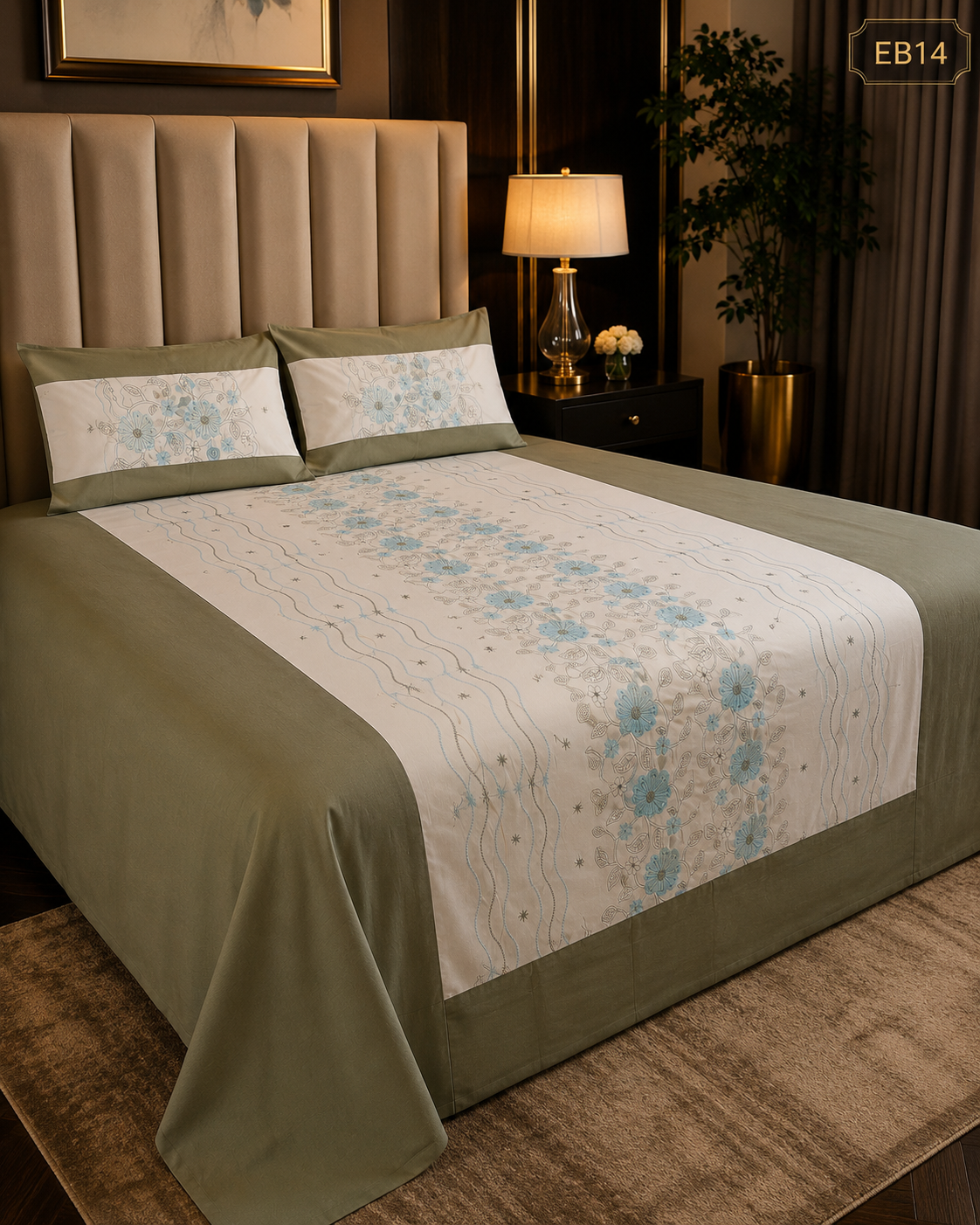 Luxury Floral Embroidered Bedsheet-EB14