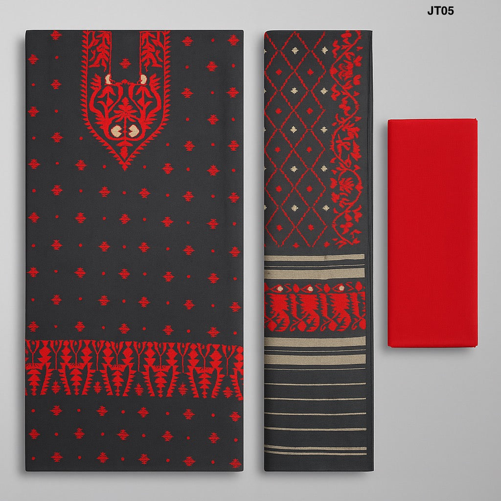 Soft Jamdani Three Piece JT05