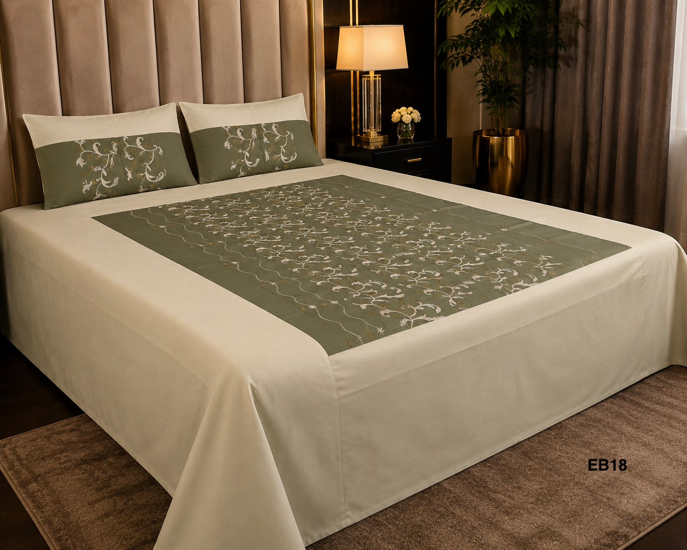 Luxury Floral Embroidered Bedsheet-EB18