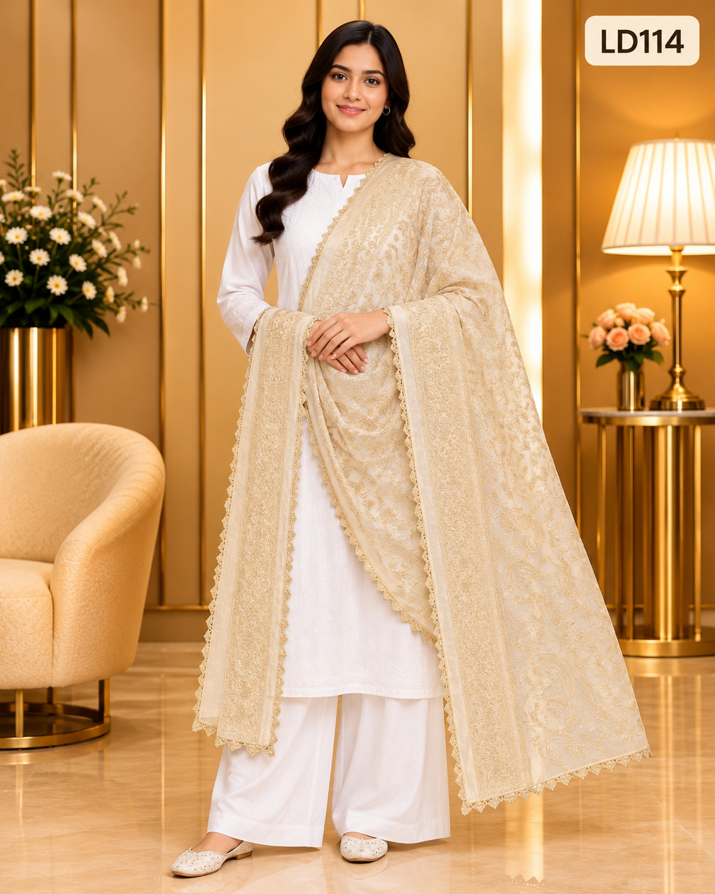 Premium Embroidered Ladies Dupatta-LD114