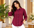 Premium Ladies Solid Textured Roll-Up Sleeve Long Shirt -LD170