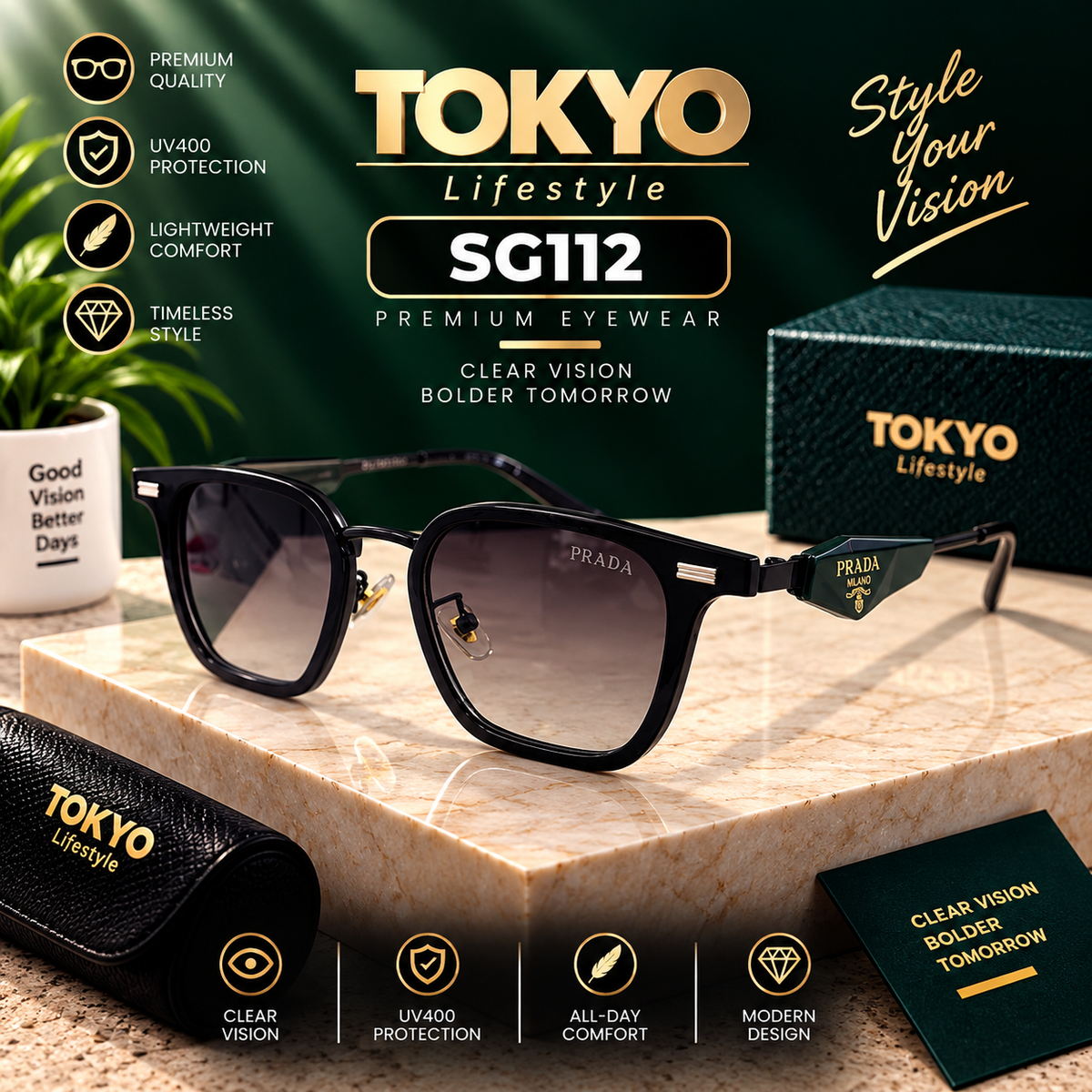 Premium Square Gradient Sunglasses – SG112