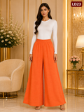 Elegant Vibrant Orange Wide-Leg Meesho Palazzo Pants-LD23