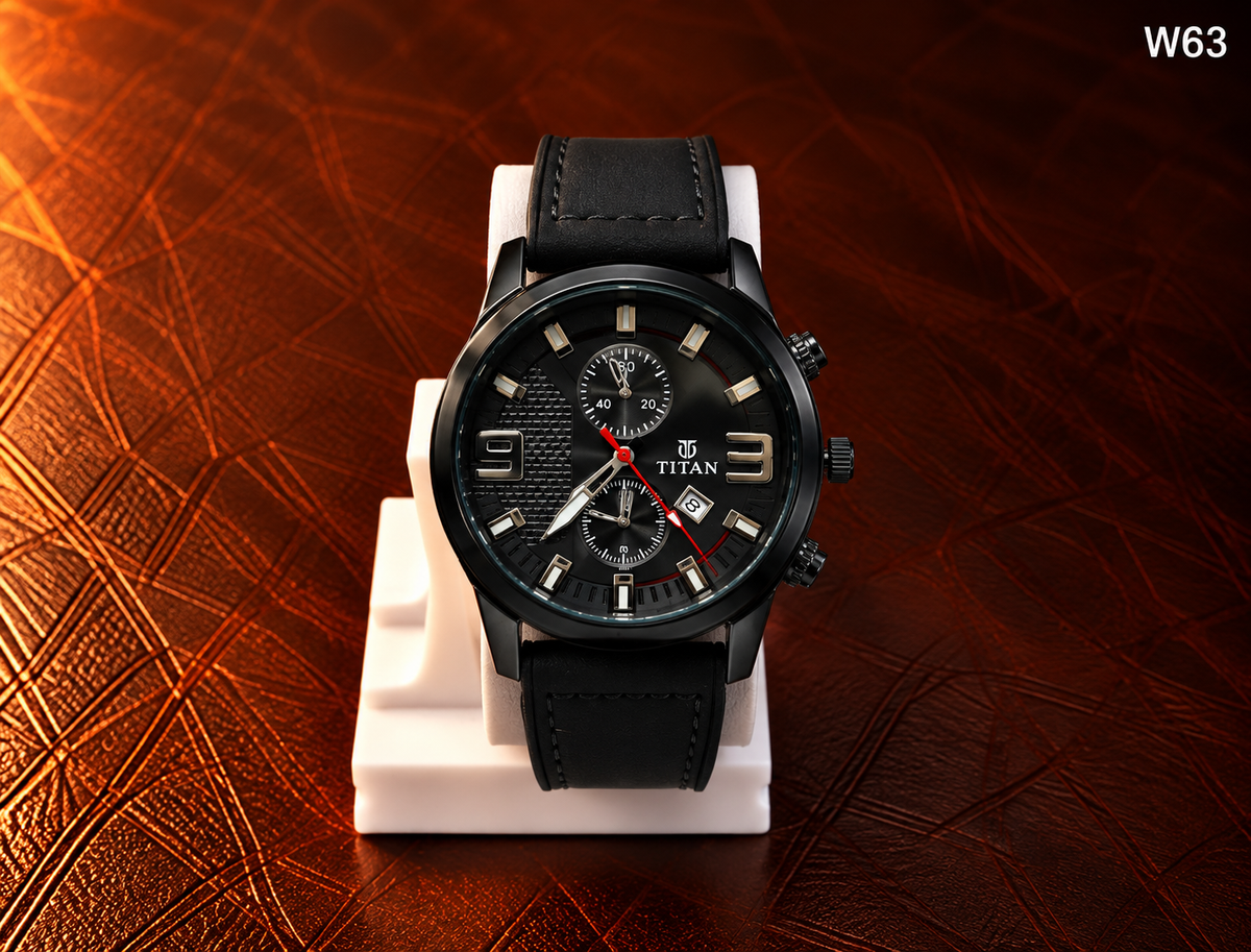 Men's Premium Dual Subdial Analog Leather Strap Watch – W63