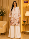 Blush Peach Floral Tie Neck Linen Top-LD50