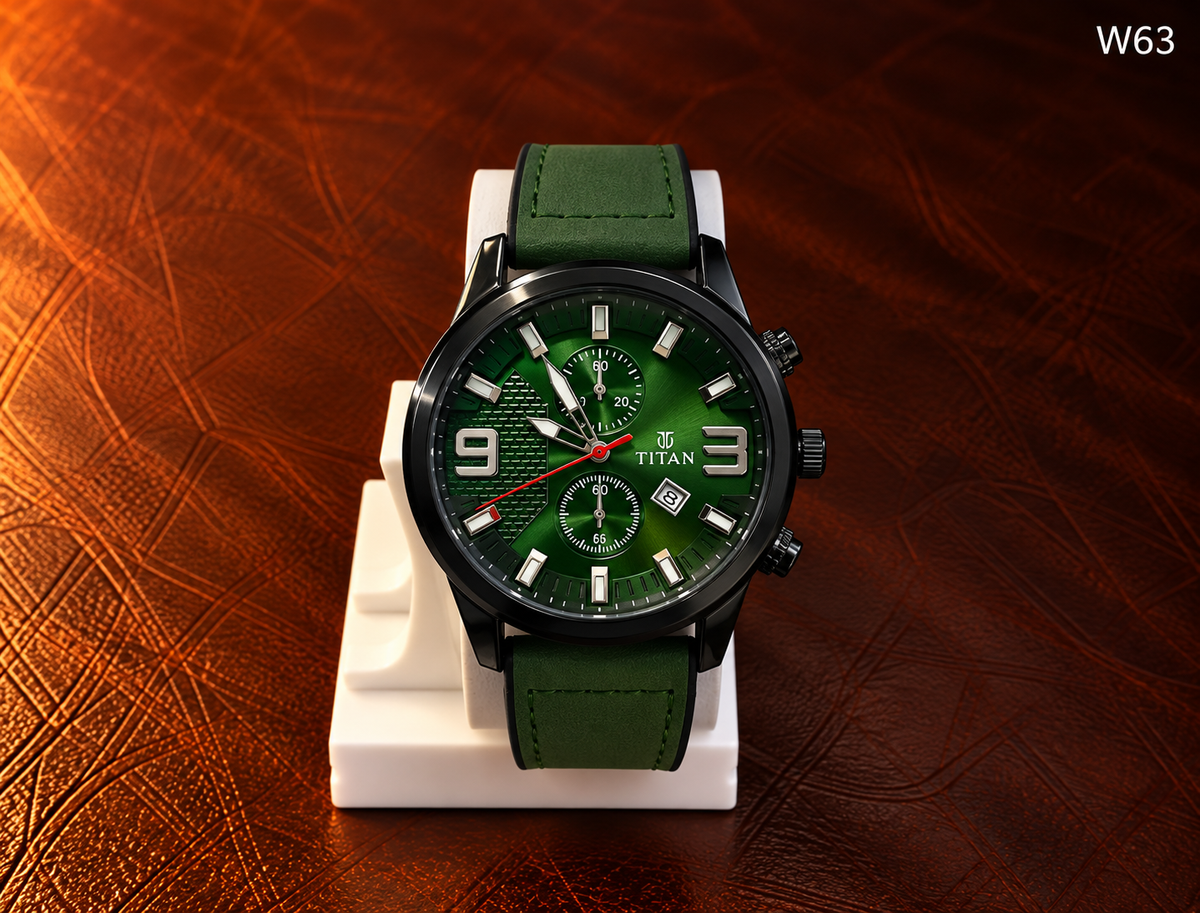Men's Premium Dual Subdial Analog Leather Strap Watch – W63