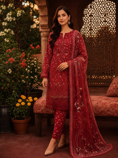 Luxury Digital Printed Lawn Unstitched Three Piece Set -C548