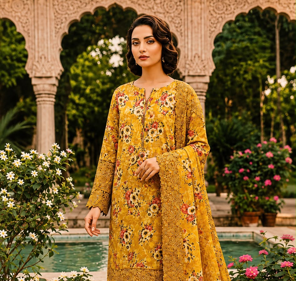 Luxury Digital Printed Lawn Unstitched Three Piece Set -C546