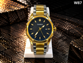 Men's Premium Two-Tone Metal Strap Black Dial Analog Watch – W87