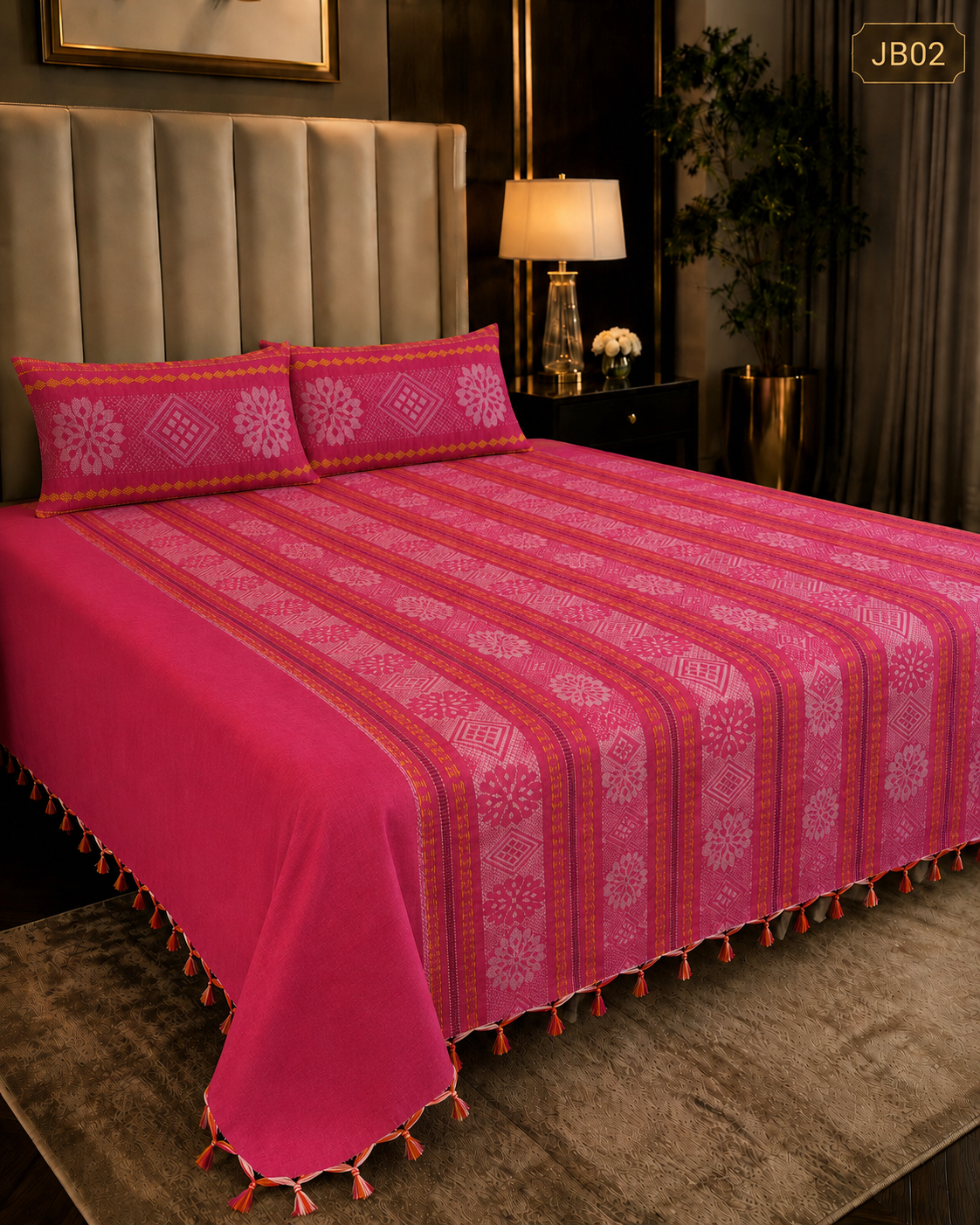Jamdani Fuchsia Pink Bedsheet-JB02