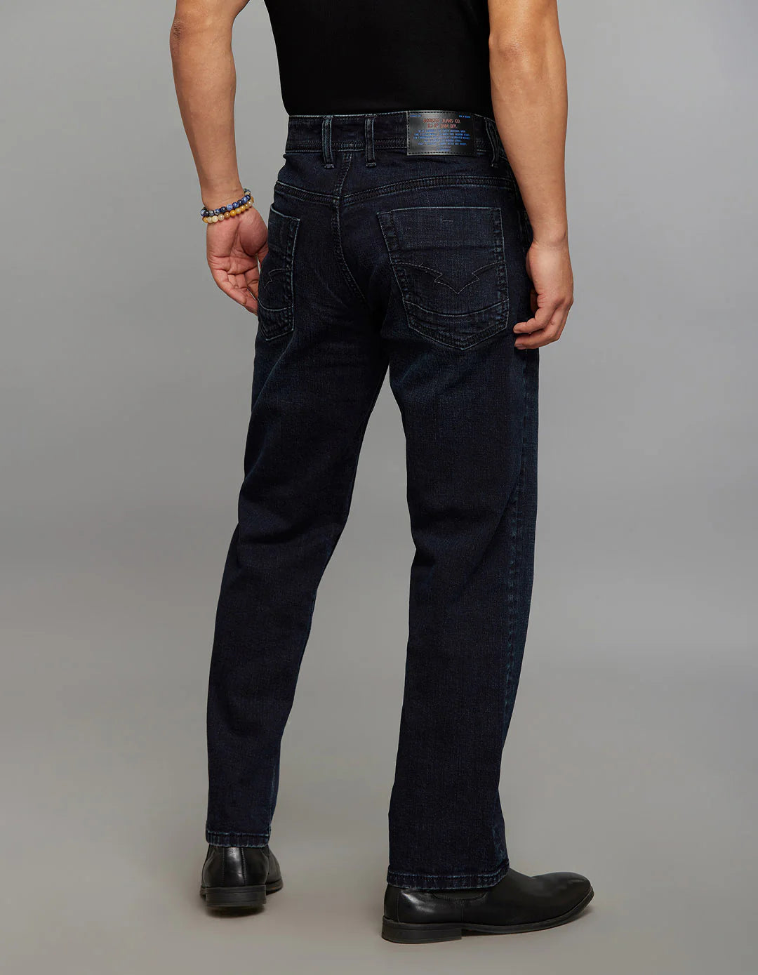 Dark Blue 5 Pocket Midrise, Comfort and Straight Fit Stretch Jeans RJ6335