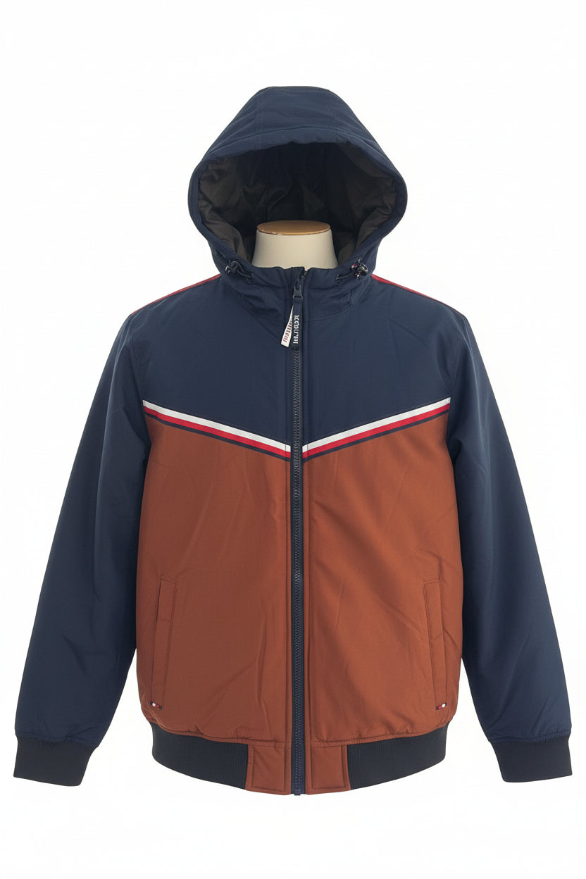 Mens Hooded Puffer Jacket Black Brown Winter Jacket