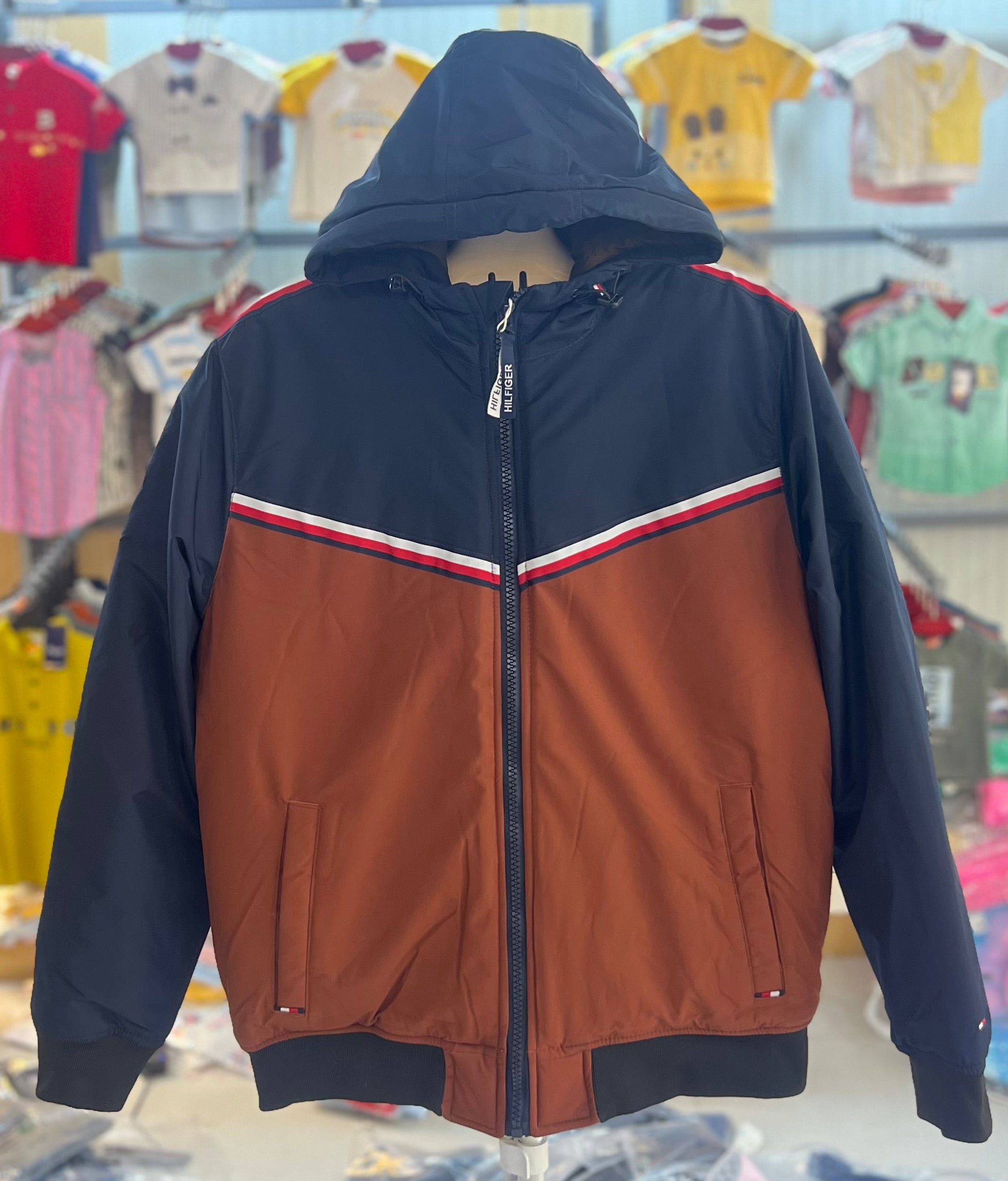 Men’s Hooded Puffer Jacket – Black Brown Winter Jacket