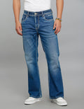 Rookies Mid-Rise Cropped Length Loose Bootcut Jeans - Medium Blue RJ6323