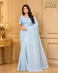 Powder Blue Jamdani Saree-JS21