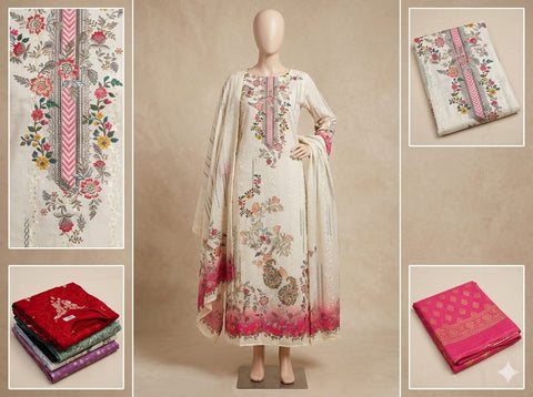 Premium Embroidered Three-Piece Salwar Kameez Set 1047