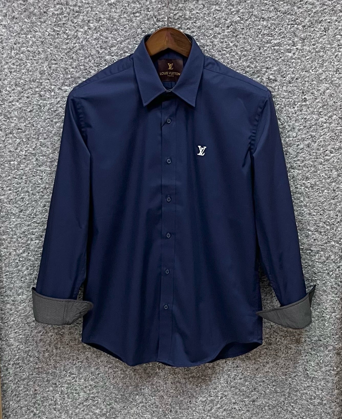 Luxury Solid Shirt LVS Navy