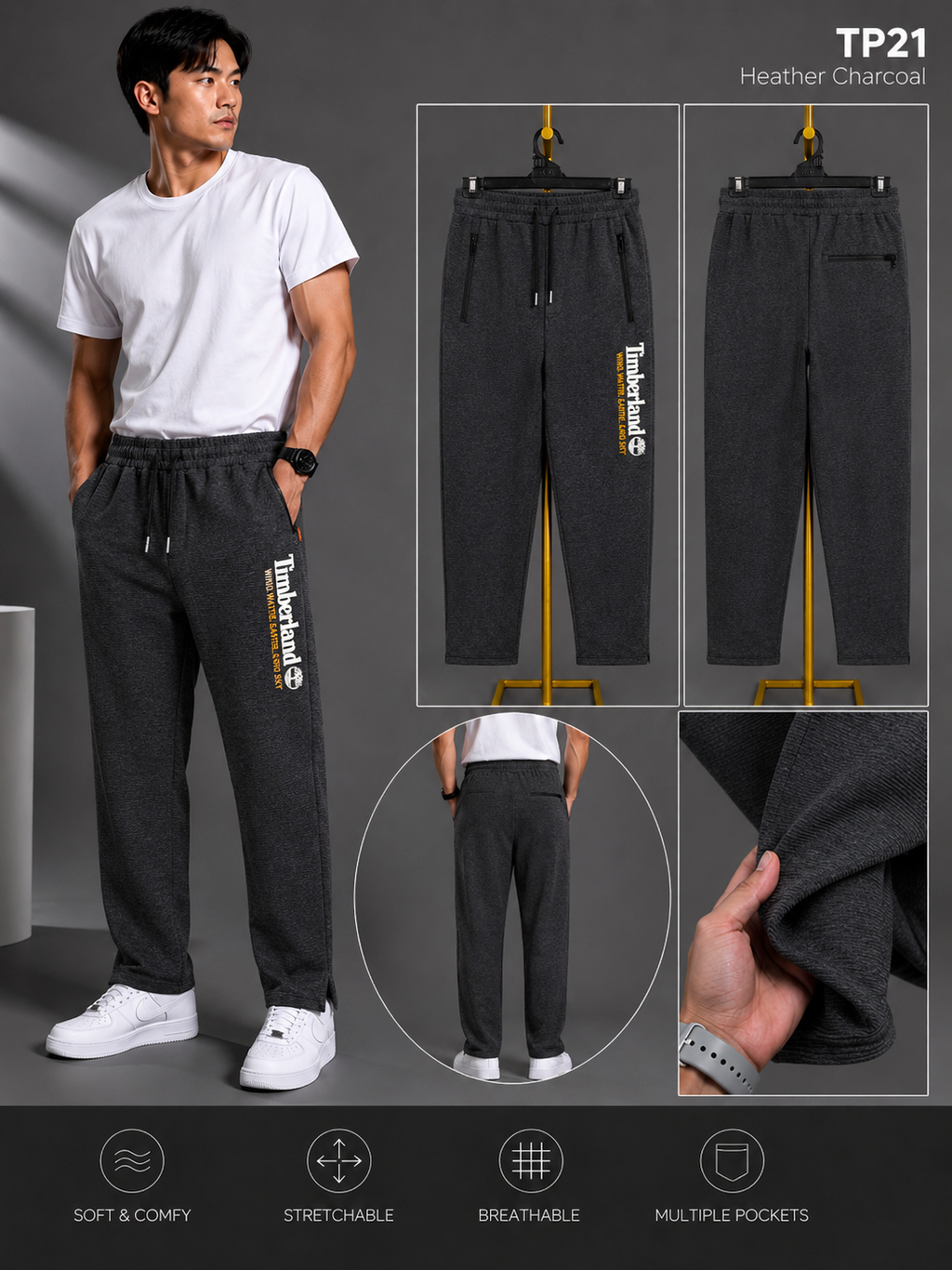 Premium Terry Jogger Pants Heather Charcoal-TP21